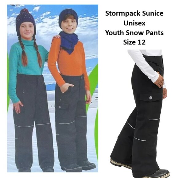 Stormpack Sunice Snow Pants Unisex Youth Black Size 12 - Picture 1 of 12